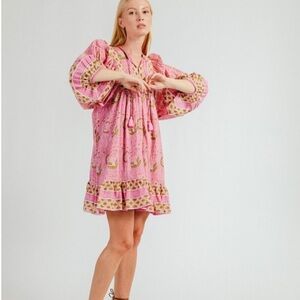 Cleobella Magdalena Cotton Mini Dress Wildflower Pink Size Large Retail $198